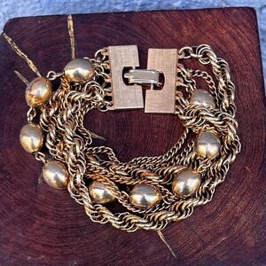 Vintage Gold Mutli Chain Bracelet 80s Statement jewelry